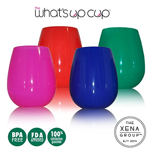 Stemless Silicone Wine Glasses | Set of 4 - 12 Oz Fun Vibrant Colors | Unbreakable | Eco Friendly | Take Anywhere on the Go | Fill with Your Favorite Beverage | Summertime Must Have | Travel Storage Bag Included