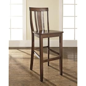 Shield Back Bar Stool with 30 Inch Seat Height Vintage Mahogany by Crosley