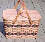 IN STOCK!!! SHIPS SAME DAY!!! Amish Handmade Medium Picnic Basket w/Inside Tray, Lid, and Two Swinging Handles IN GREEN AND WINE