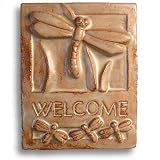 Dragonfly Craftsman-Style Ceramic Clay Welcome Plaque, 9