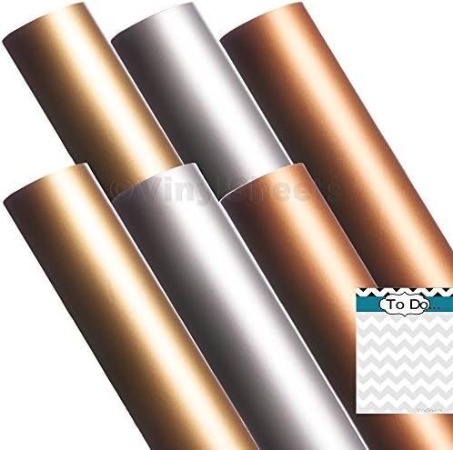A2M301 12 x 12 Inches Gold Silver Copper 2 sheets of each color Matte Removable Indoor Adhesive Backed Vinyl Sheets Rolls for Personal Craft Vinyl Cutters make Wall Decals Vinyl Lettering Stickers at home