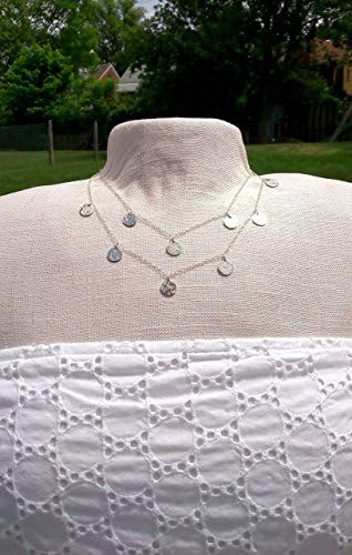 Double Strand Sterling Silver Coin Necklace with Tiny Circle Disc Charms