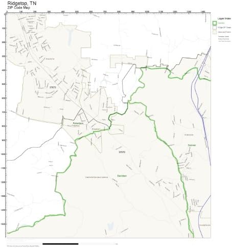 ZIP Code Wall Map of Ridgetop, TN ZIP Code Map Laminated
