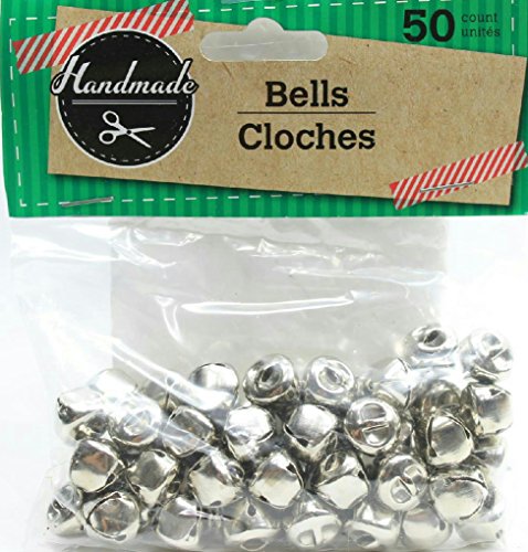 (Pack of 2) 50 Handmade Small Craft Jingle Bells (Silver)
