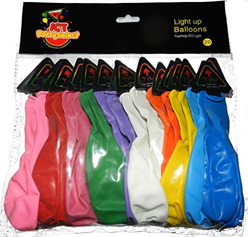 Light Up Balloons - RGB LED Light - 20 pack with 10 colors of 12 inch - Color Changing Flashing - weddings, birthday party, dances, divorces, raves, quinceanera, baby shower, bachelorette, graduation