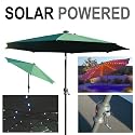 Green Outdoor Tilt Crank Patio Umbrella Solar Panel Powered LED Light
