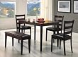 5pc Dining Table, Chairs & Bench Set Cappuccino Finish