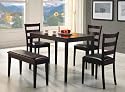 5pc Dining Table, Chairs & Bench Set Cappuccino Finish