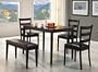 5pc Dining Table, Chairs & Bench Set Cappuccino Finish