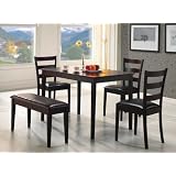5pc Dining Table, Chairs & Bench Set Cappuccino Finish