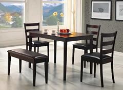 Cheap Product 5pc Dining Table, Chairs & Bench Set Cappuccino Finish Onsale