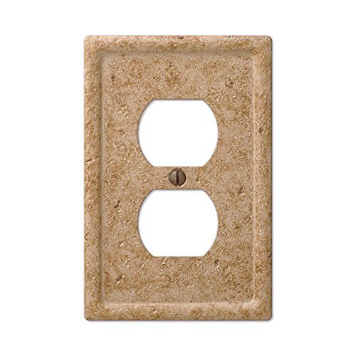 Tumbled Faux Textured Stone Duplex Outlet Wall Plate, Noce Resin