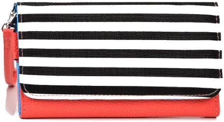 EXXIST® Metro Safari Series.. Women's vegan patent leather Clutch for Samsung SPH-L720T Galaxy S4 TD-LTE (Color: Zebra stripes / Coral) -ESMLMTC1