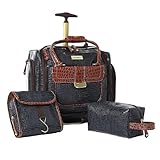 Navy Blue 4-piece Samantha Brown Croco First Class Luggage Underseater