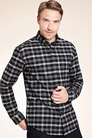 Blue Harbour Pure Cotton Brushed Marl Grid Check Shirt