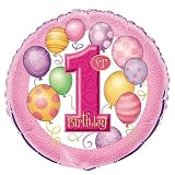 1st Birthday Pink 18 Foil Balloon Infant