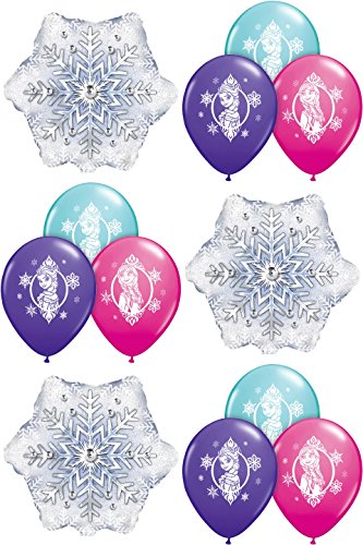 Disney Frozen Balloons Set - Party Decorating Kit - 12 Balloons Total Snowflakes and Elsa / Anna