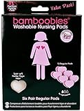 Ultra-Thin Washable Nursing Pads by Bamboobies - Heart Shape Prevents Wrinkles - 6 Pair, Pale Pink