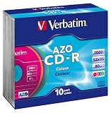 Verbatim CD-R Super AZO Colors 10er-Pack 52x 700MB farbige CD-R Rohlinge im Slimcase