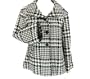 Tahari Wool Blend Pea Coat Black/White 8