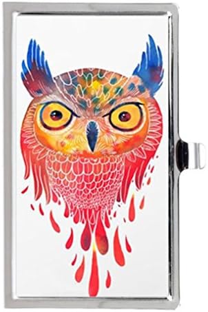 Animal Owl Watercolor Custom Unique Image Metal Stainless Steel Pocket Business Name Credit ID Card Case Box Holder