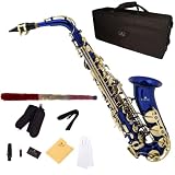 Cecilio 2Series AS - 280BL Blue Lacquered w / Gold Accents Alto Saxophone w / Case and Accessories - B00157HV5O