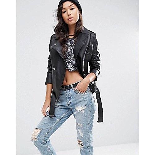 エイソス アウター ジャケット・ブルゾン ASOS Oversized Aviator Biker Jacket with Black [並行輸入品]