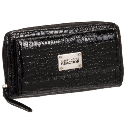 Kenneth Cole Reaction Women's Croc Urban Organizer Large Clutch Wallet W/ Logo