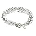 Multi-Strand Flat Round Sterling Silver Chain Toggle Bracelet Italy
