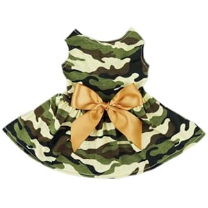 FurBaby Fashion Army Green Camouflage Pet Dog Dress Clothes Camo Shirts Vest Comfy Apparel, Small