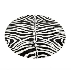 Zebra Narrow Stripe Round | Zebra Collection | Faux Fur Rug | 5 foot