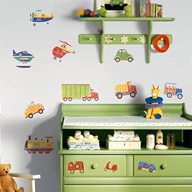 Reusable Decorative Transportation Wall Appliques Stickers for Girl and Boy