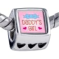Pandora Style Bead Pink Daddy`s Girl Beads Fits Pandora Bracelet