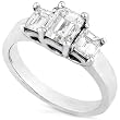 Classic Three Stone 1.75ct Emerald Cut Diamond Engagement Ring (HI/VS-SI) in 14k White Gold