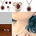 [Retro Series] Yoursfs 18k Rose Gold Plated Red Gemstone Oval Ruby Earrings and Ring and Necklace Set