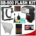Nikon SB-900 Speedlight Flash + AA Batteries with Charger + Bounce Flash Reflector + Cord + Bracket for Nikon D5000, D3000, D700, D300s, D300, D200, D90, D80, D60 & D40 Digital SLR Cameras