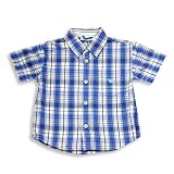 Cool Island - Toddler Boys and Boys Short Sleeve Plaid Button Down Shirt, Royal Blue, White (Size 3T)