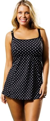 Longitude Women'S Plus Size White Dots Lingeire Swimdress