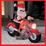 6 foot CHRISTMAS santa claus ON motorbike GEMMY INFLATABLE