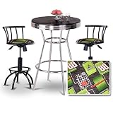 Chrome Bar Table & 2 Black Adjustable 24"-29" Dale Earnhardt Jr. Nascar #88 Fabric Seat Barstools