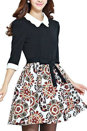 (Goldjapan)ゴールドジャパン 大きいサイズ レディース フラワー 花柄 ワンピース チュニック 半袖 半そで 七分袖 7分袖 ミニ丈ワンピース ミニワンピ Aライン 体型カバー フォーマル パーティー ドレス 結婚式 二次会 入学式 入園式 カジュアル エレガント きれいめ ワンピ エレガント e18873