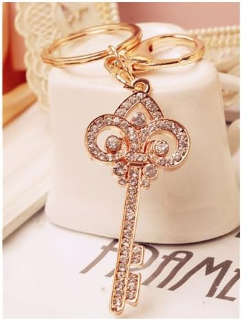 Swarovski Elements Rhinestone Crystals Keychain Creative Gift Key Style Dangle Charm Car Gift Accessory Handbag Purse Bag Charm Keyring for Women Ladies Girls Love Birthday Present Love Gift