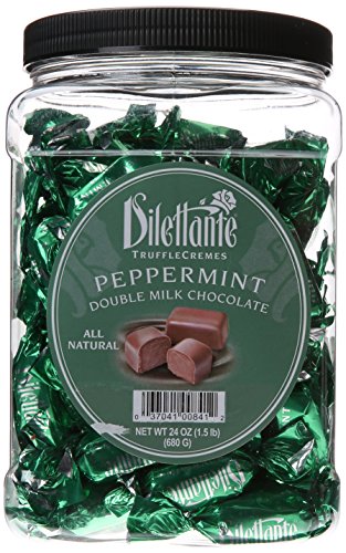 Peppermint Double Milk Chocolate Truffle Cremes - Dilettante 24oz Tub