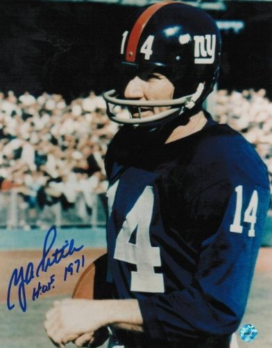 Y.A. Tittle Autographed/Hand Signed New York Giants 8x10 Photo Inscribed HOF 1971