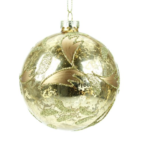 Antique Gold Medium Glass Christmas Bauble - 