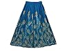 Blue Long Skirt Peacock Printed Sequined