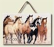 Tile Welcome Sign ~ Stepping Out Wild Horses ~ 5 inch by 8 inch ~ code 256