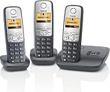 Gigaset A400A Trio Schnurlostelefone mit 2 zus&auml;tzlichen Mobilteilen (4.32 cm (1.7 Zoll) Grafik-Display, Freisprechfunktion, Anrufbeantworter) dunkelgrau