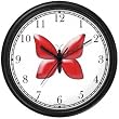 Red Butterfly - JP Animal Wall Clock by WatchBuddy Timepieces (Black Frame)