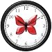 Red Butterfly - JP Animal Wall Clock by WatchBuddy Timepieces (Black Frame)
